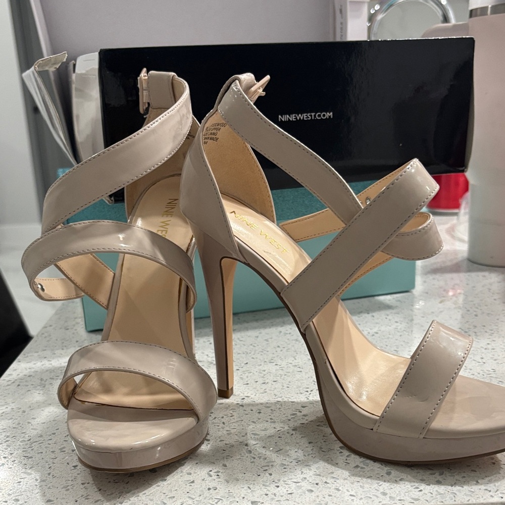 Nine West Women's Taupe Strappy Heels